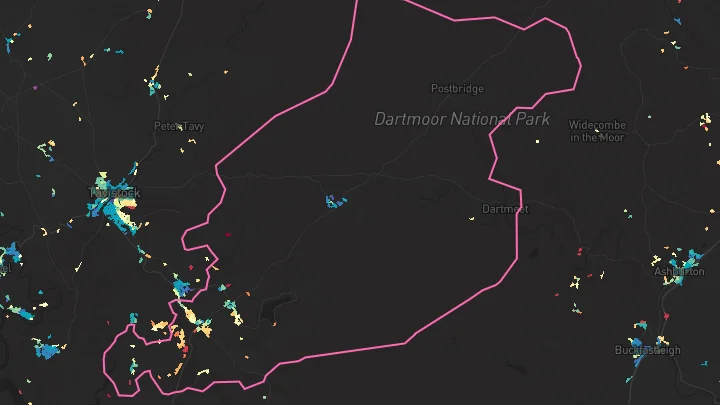 House price heatmap showing property values across Princetown