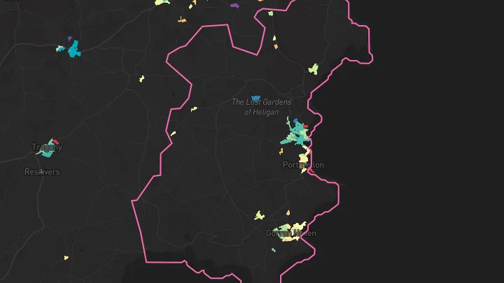 House price heatmap showing property values across Mevagissey