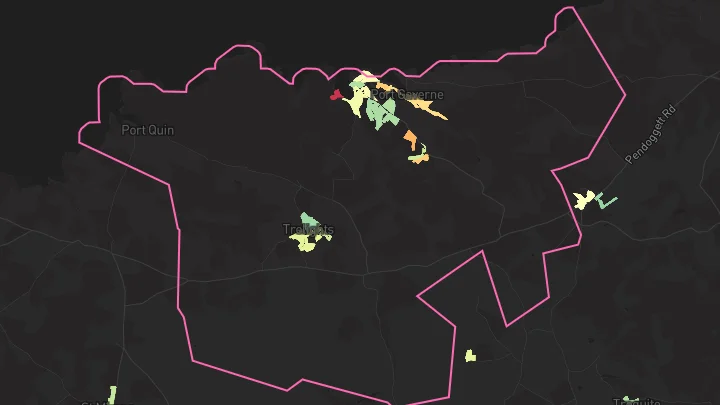 House price heatmap showing property values across Port Isaac