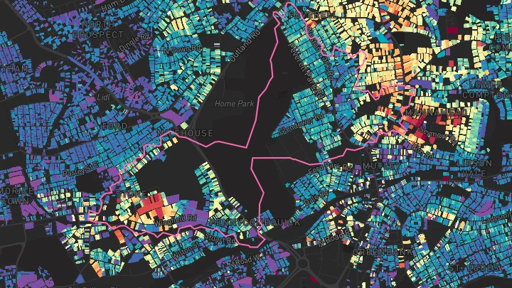 House price heatmap showing property values across Plymouth