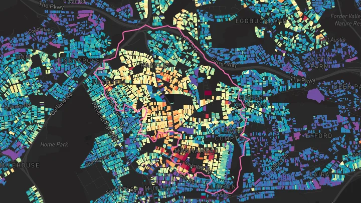 House price heatmap showing property values across Plymouth