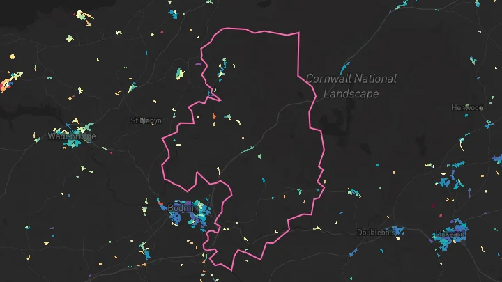 House price heatmap showing property values across St Breward