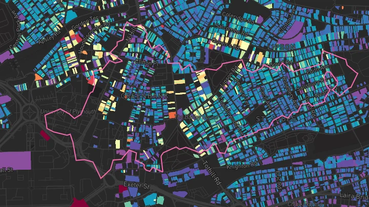House price heatmap showing property values across Plymouth