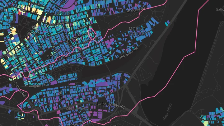House price heatmap showing property values across Plymouth