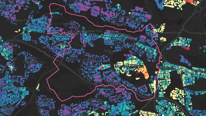 House price heatmap showing property values across Plymouth