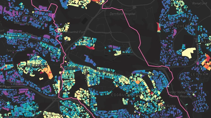 House price heatmap showing property values across Plymouth