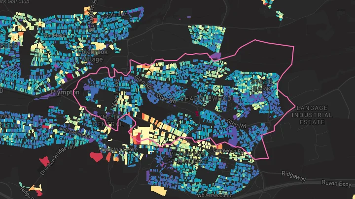 House price heatmap showing property values across Plymouth