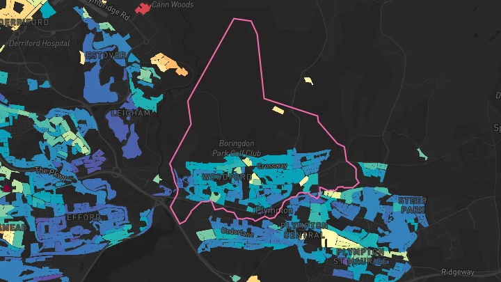 House price heatmap showing property values across Plymouth