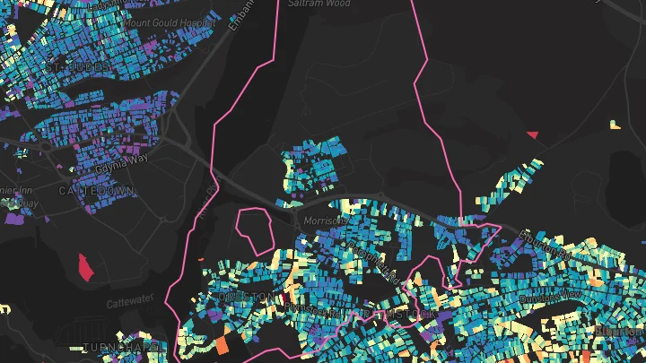 House price heatmap showing property values across Plymouth