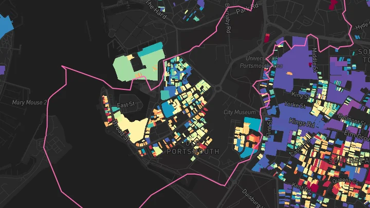House price heatmap showing property values across Portsmouth