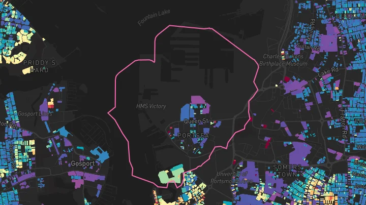 House price heatmap showing property values across Portsmouth