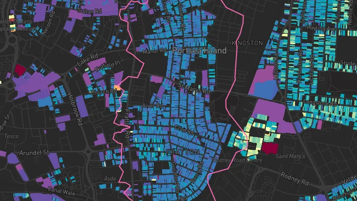 House price heatmap showing property values across Portsmouth