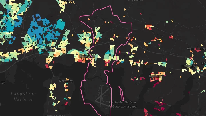 House price heatmap showing property values across Emsworth
