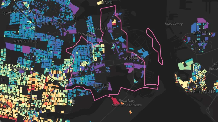 House price heatmap showing property values across Gosport