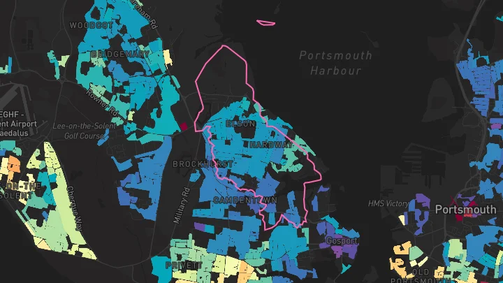 House price heatmap showing property values across Gosport