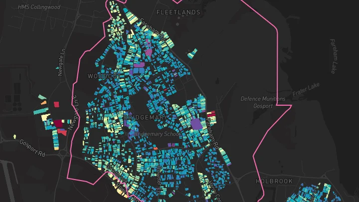 House price heatmap showing property values across Gosport