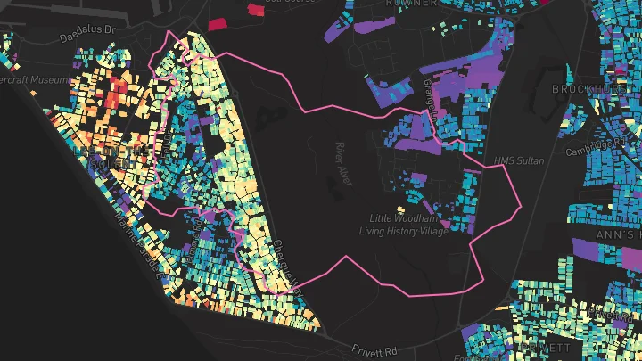 House price heatmap showing property values across Lee-On-The-Solent