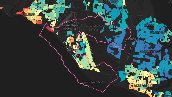 House price heatmap showing property values across Lee-On-The-Solent