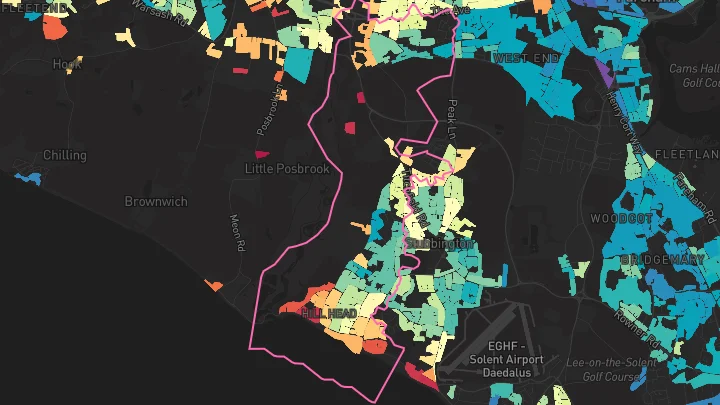 House price heatmap showing property values across Fareham