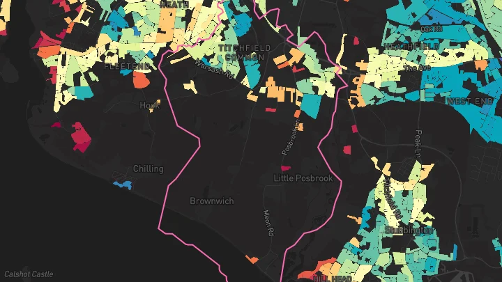House price heatmap showing property values across Fareham