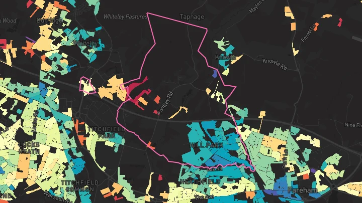House price heatmap showing property values across Fareham