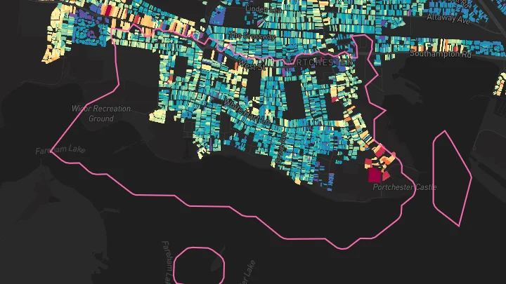 House price heatmap showing property values across Fareham