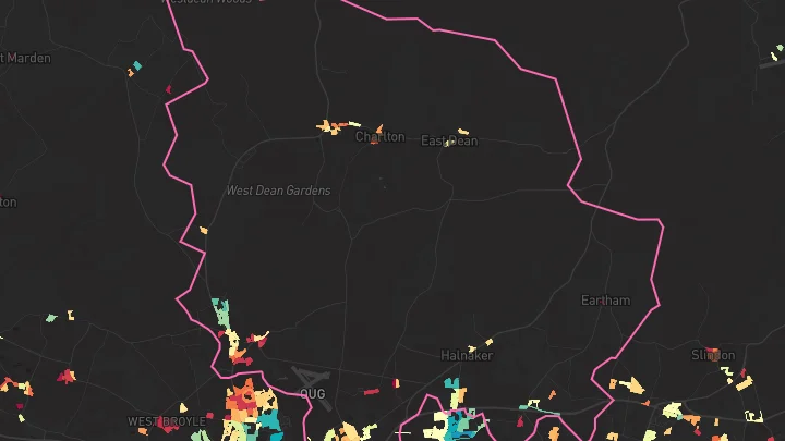 House price heatmap showing property values across Westhampnett