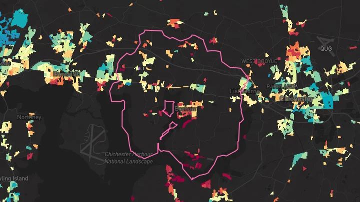 House price heatmap showing property values across Bosham