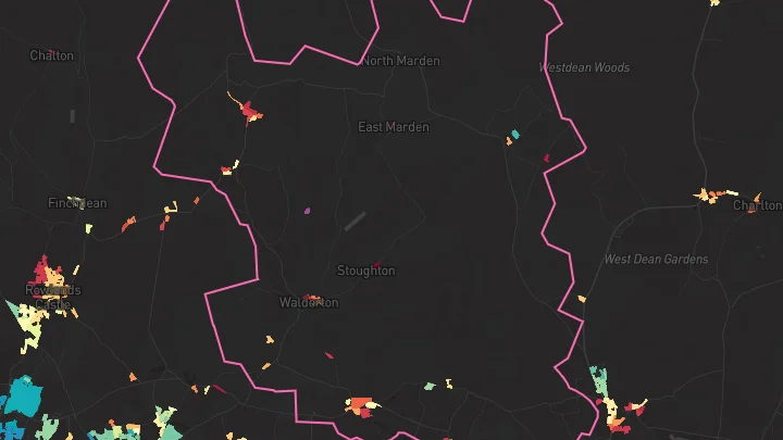 House price heatmap showing property values across Funtington