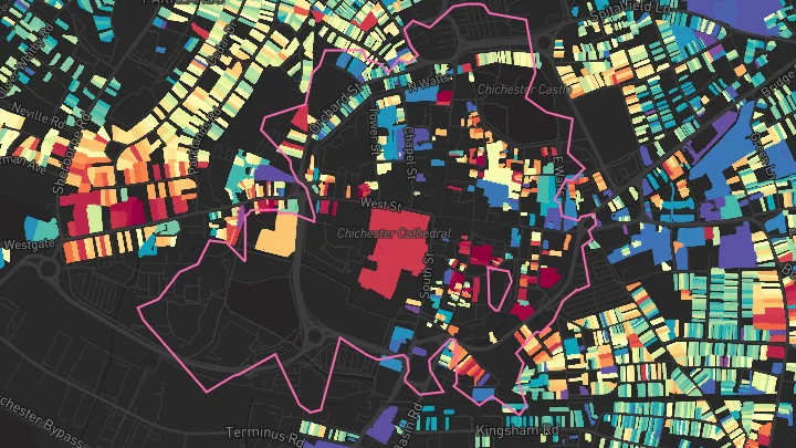 House price heatmap showing property values across Chichester