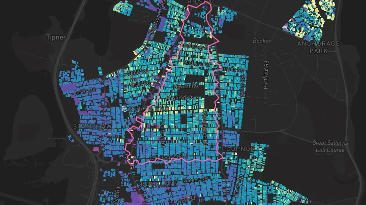 House price heatmap showing property values across Portsmouth