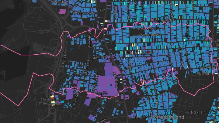 House price heatmap showing property values across Portsmouth