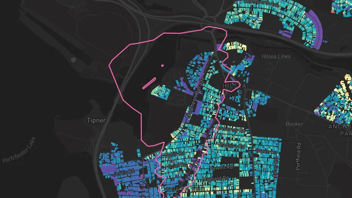 House price heatmap showing property values across Portsmouth