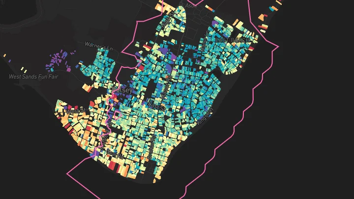 House price heatmap showing property values across Selsey