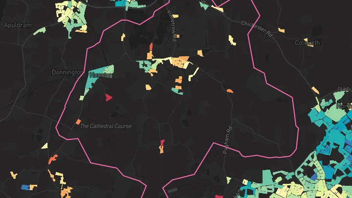 House price heatmap showing property values across Hunston
