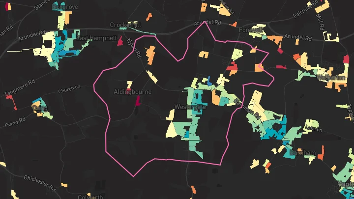House price heatmap showing property values across Westergate