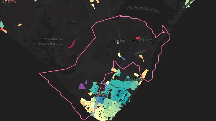House price heatmap showing property values across Selsey