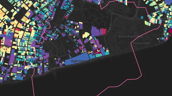 House price heatmap showing property values across Bognor Regis