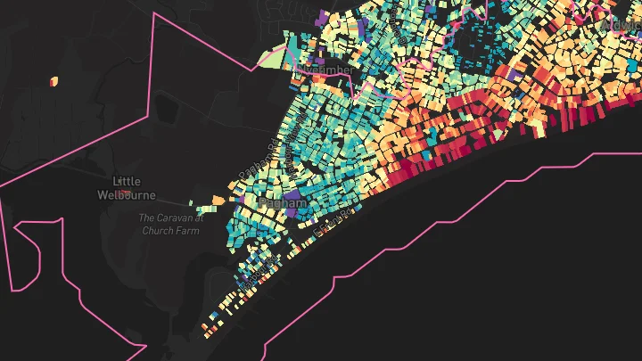 House price heatmap showing property values across Bognor Regis