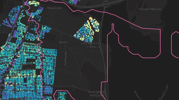House price heatmap showing property values across Portsmouth