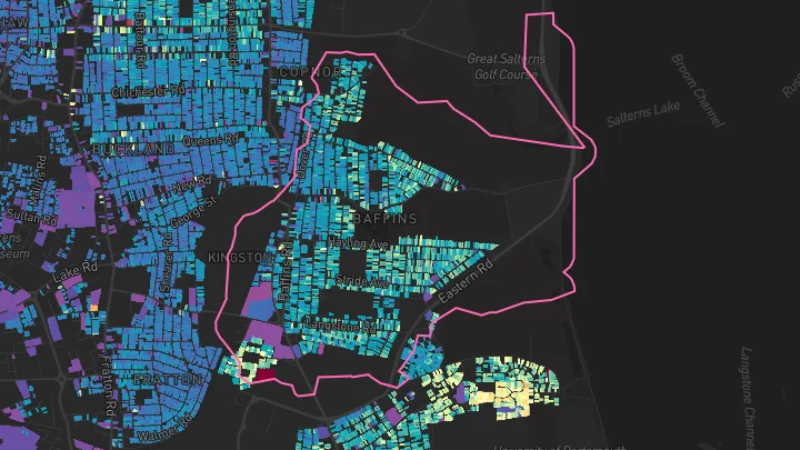 House price heatmap showing property values across Portsmouth