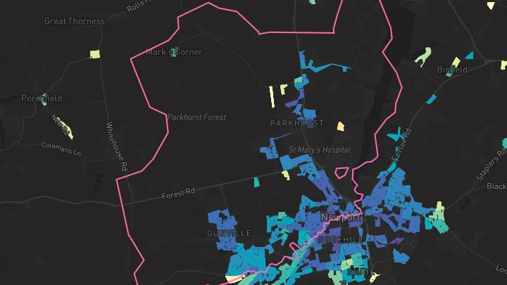 House price heatmap showing property values across Newport