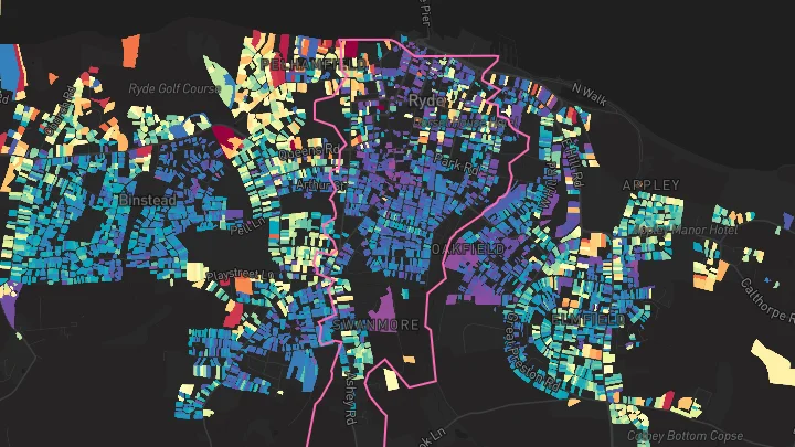 House price heatmap showing property values across Ryde