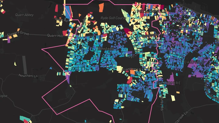 House price heatmap showing property values across Ryde