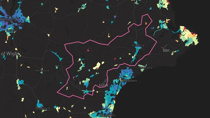 House price heatmap showing property values across Brading