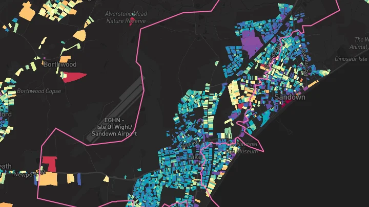 House price heatmap showing property values across Sandown