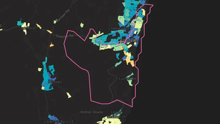 House price heatmap showing property values across Shanklin
