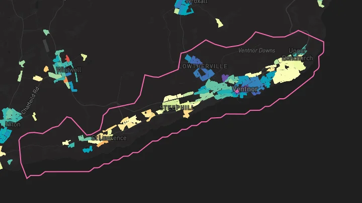 House price heatmap showing property values across Ventnor