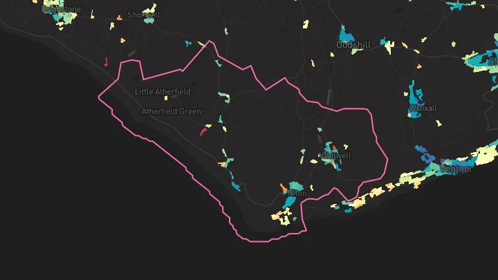 House price heatmap showing property values across Niton