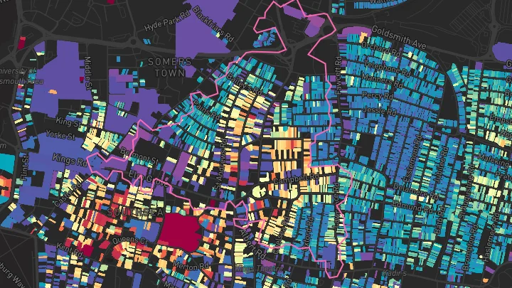 House price heatmap showing property values across Southsea